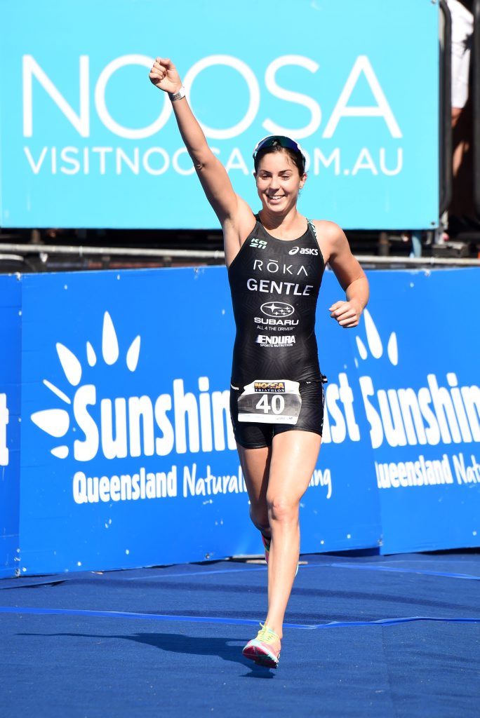 Ashleigh Gentle as stormed home to win her third Noosa Triathlon. Ashleigh Gentle as stormed home to win her third Noosa Triathlon.